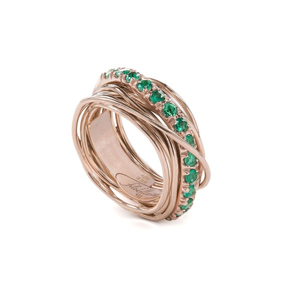 Anello Rubinia Donna Prezioso Collection Filo Della Vita in Oro rosa Smeraldo 0.75 Ct AN113RSM - AN113RSM